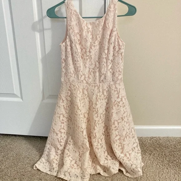 Dresses | Floral Lace Cream Knee Length Aline Dress | Poshmark